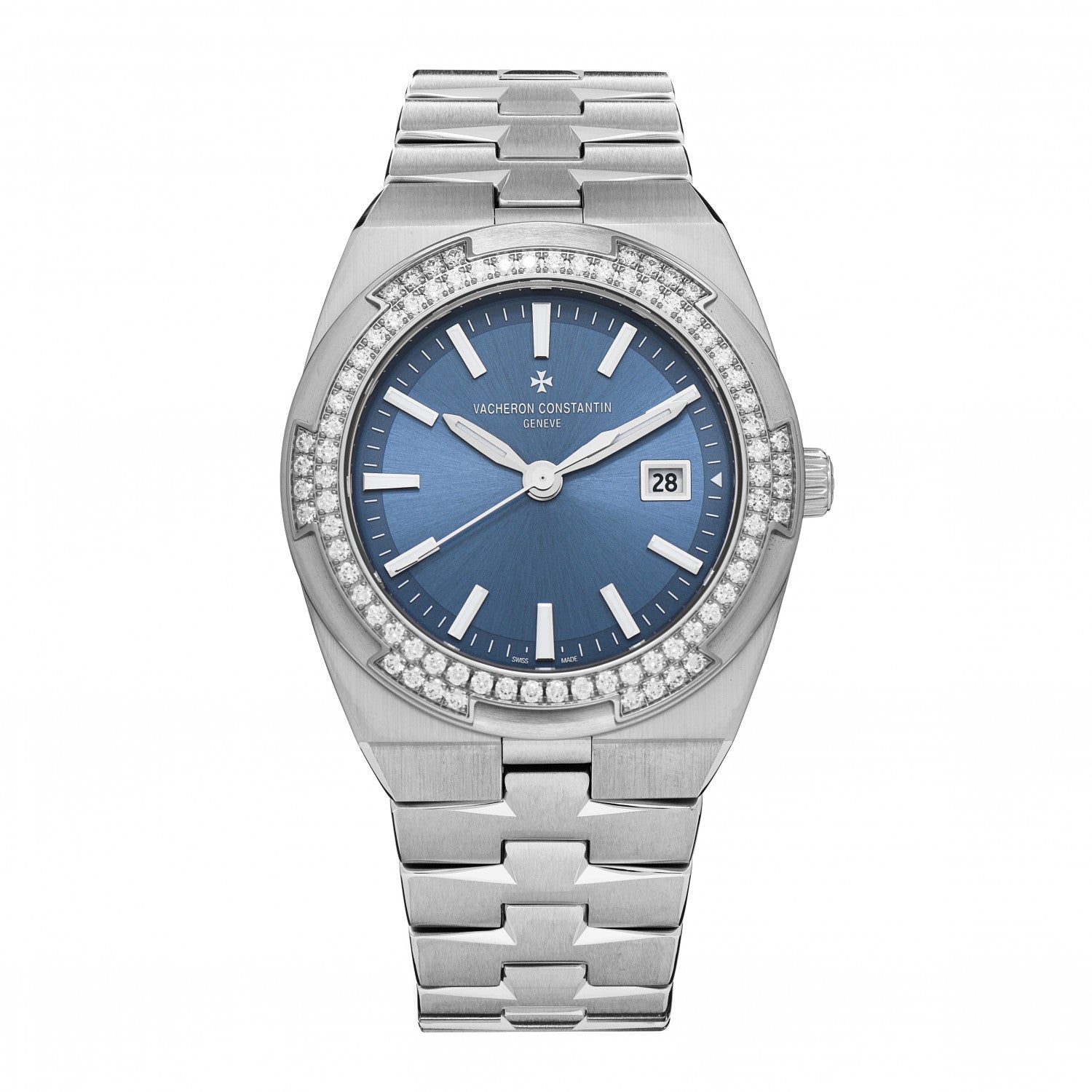 Vacheron Constantin Stainless Steel Diamond Bezel 33mm Overseas Quartz Watch Blue 1205V/100A-B590 1 of 5