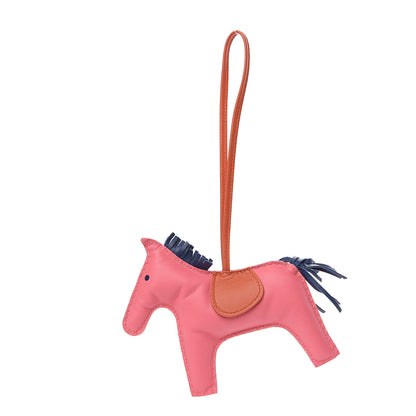 Hermes Milo Lambskin Grigri Rodeo Horse Bag Charm GM Rose Azalee Cornaline Bleu De Malte 1 of 4