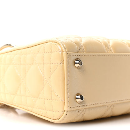 Christian Dior Iridescent Metallic Lambskin Cannage Mini Lady Dior Soft Yellow 9 of 10