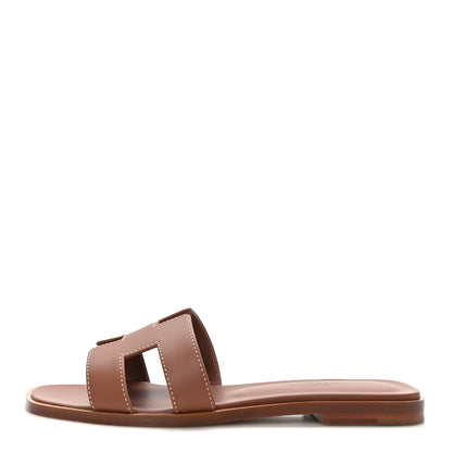 Hermes Box Calfskin Oran Sandals 36 Gold 1 of 9