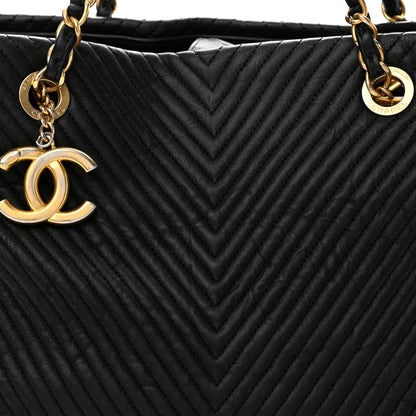 Chanel Wrinkled Lambskin Chevron Quilted Surpique Tote Black 8 of 11