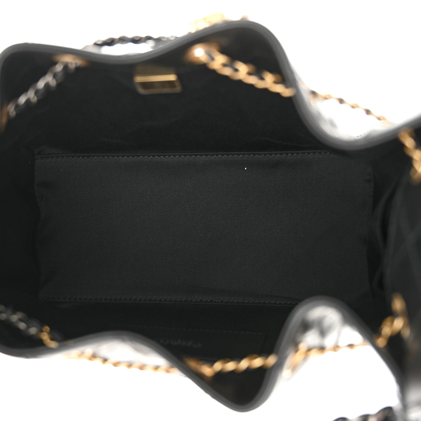 Shiny Crumpled Calfskin Quilted Small Chanel 25 Handbag Black