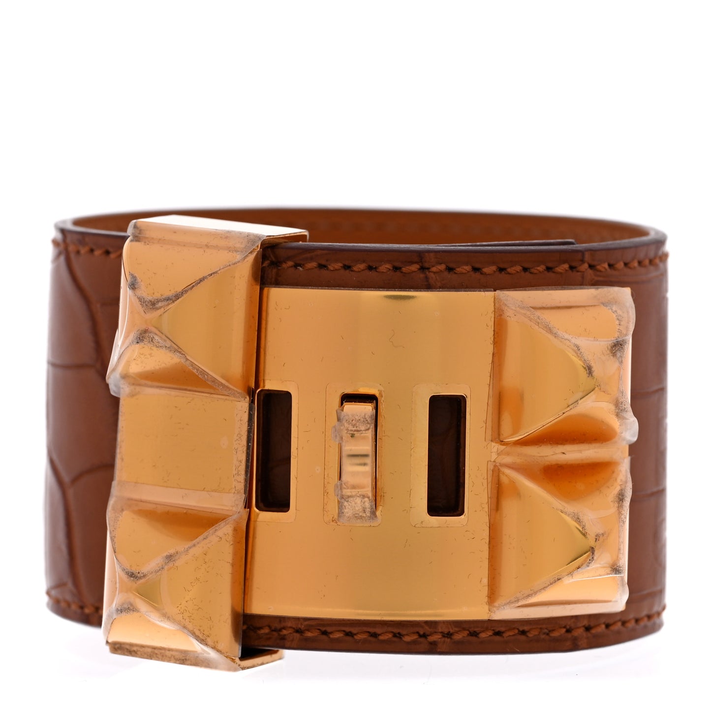 Matte Alligator Collier De Chien CDC Bracelet T3 Gold