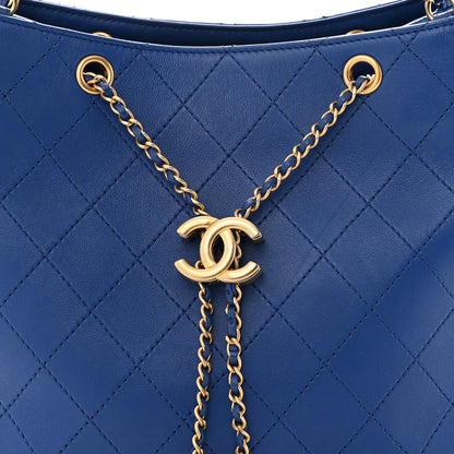 Chanel Calfskin Stitched Egyptian Amulet Drawstring Bag Blue 8 of 12