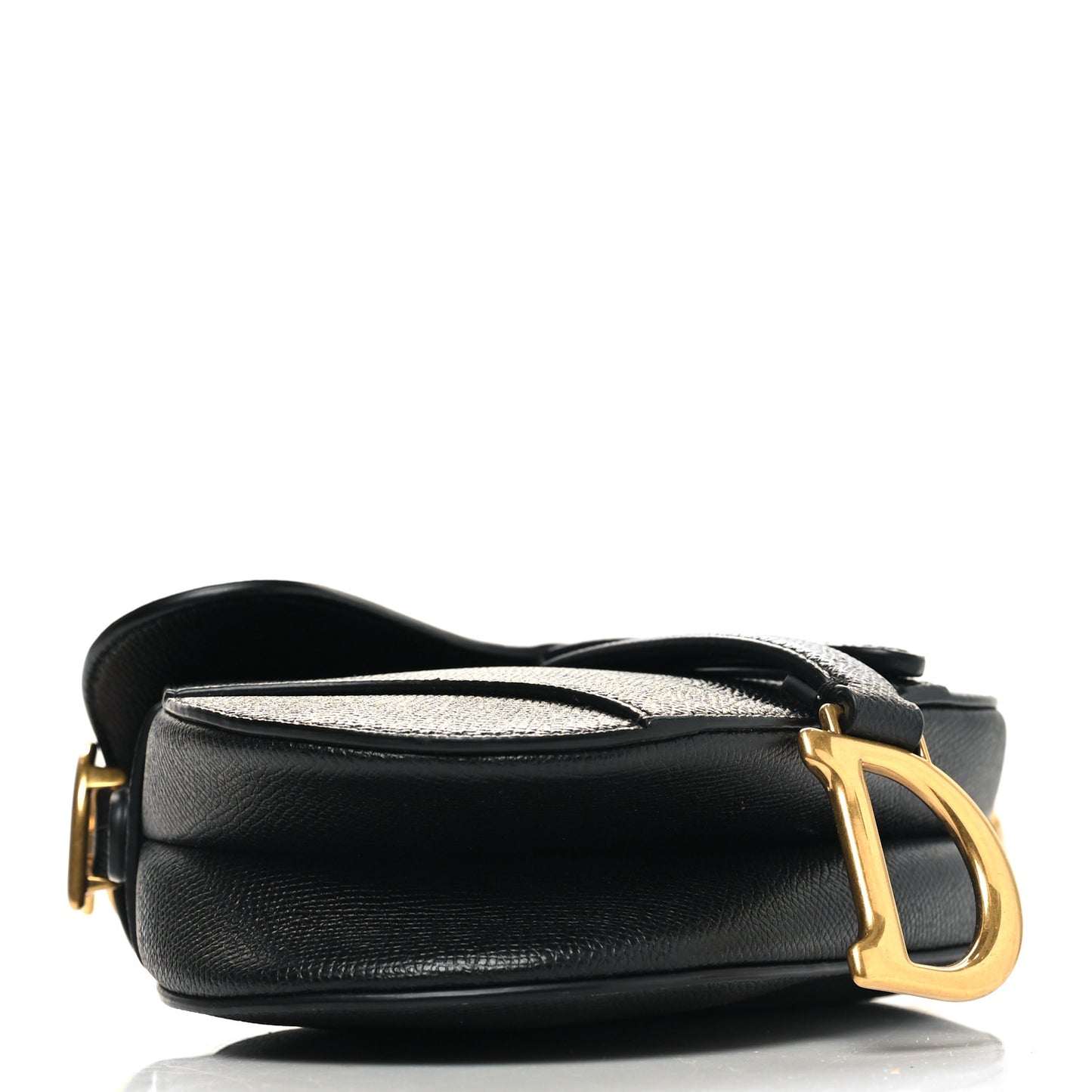 Grained Calfskin Mini Saddle Bag Black