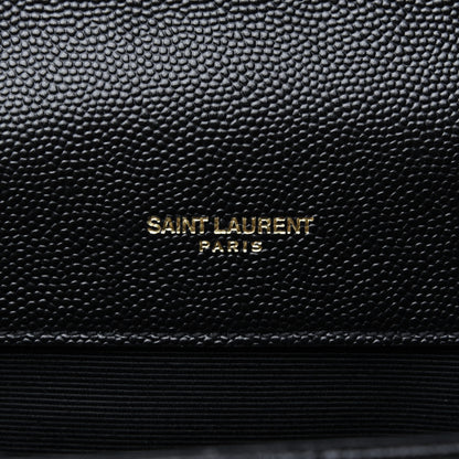 Saint Laurent Grain De Poudre Matelasse Chevron Medium Monogram Satchel Black 10 of 15