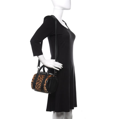 Alexander Wang Kangaroo Fur Mini Rockie Black Cheetah Rhodium Hardware 2 of 10