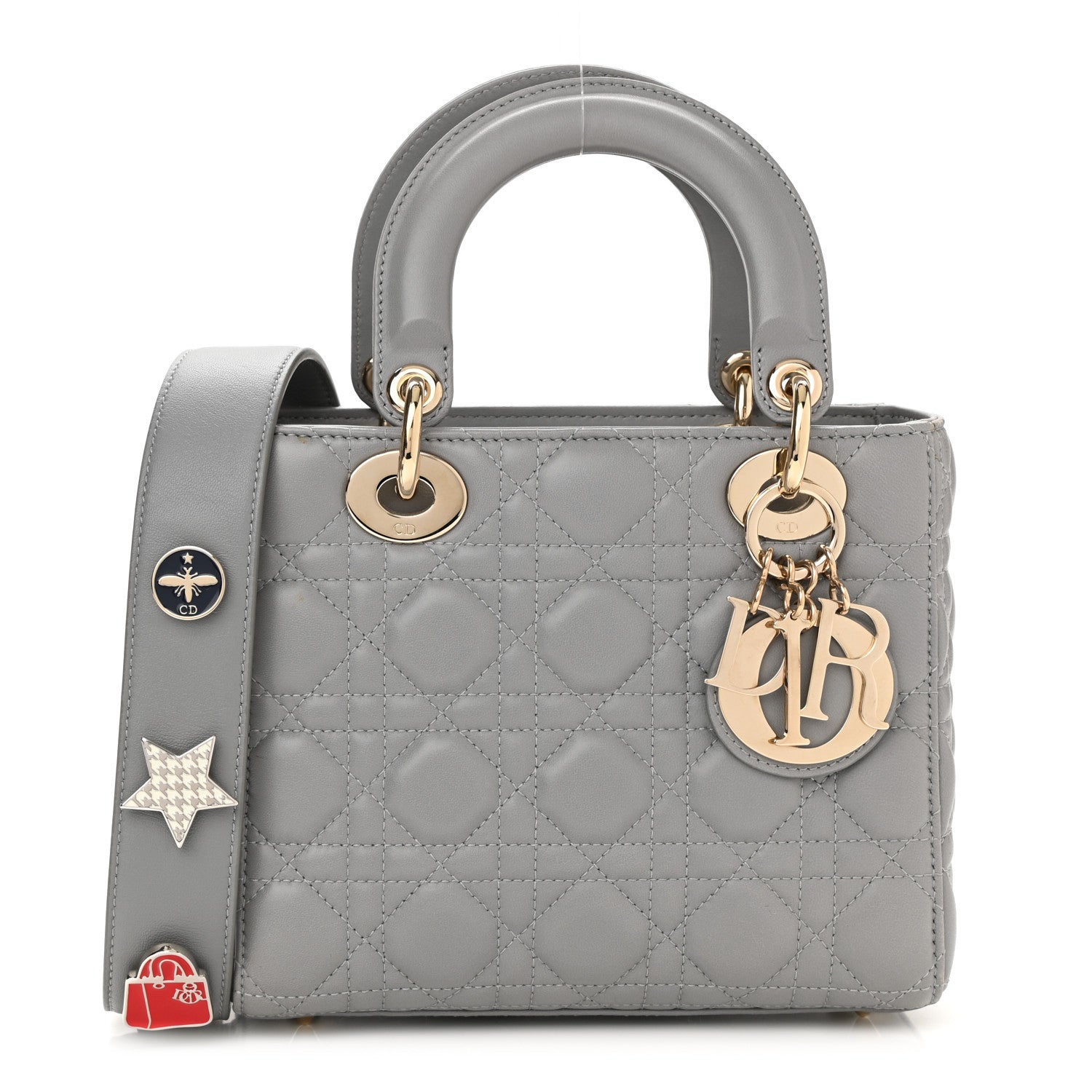 Christian Dior Lambskin Cannage Small Lucky Badges My Lady Dior Grey 1 of 7