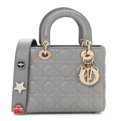 Christian Dior Lambskin Cannage Small Lucky Badges My Lady Dior Grey 1 of 7