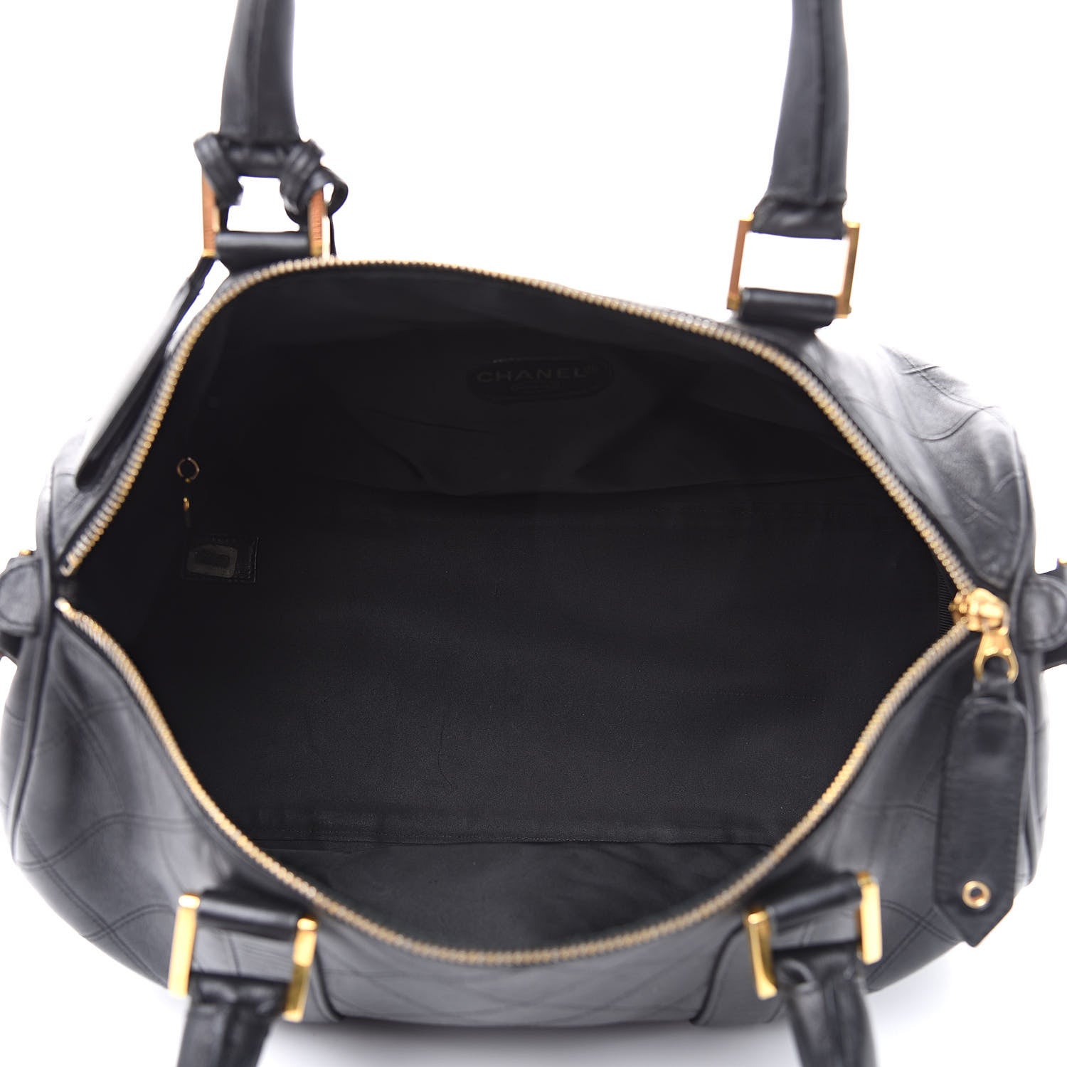 Chanel Calfskin Stitched CC Boston Black 5 of 13