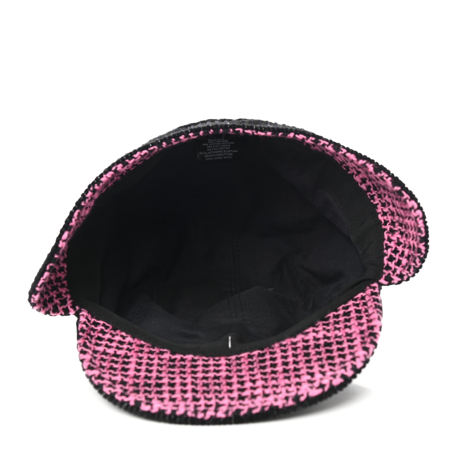 Chanel Cotton Tweed CC Snowflake Cap Hat M Pink Black 7 of 9