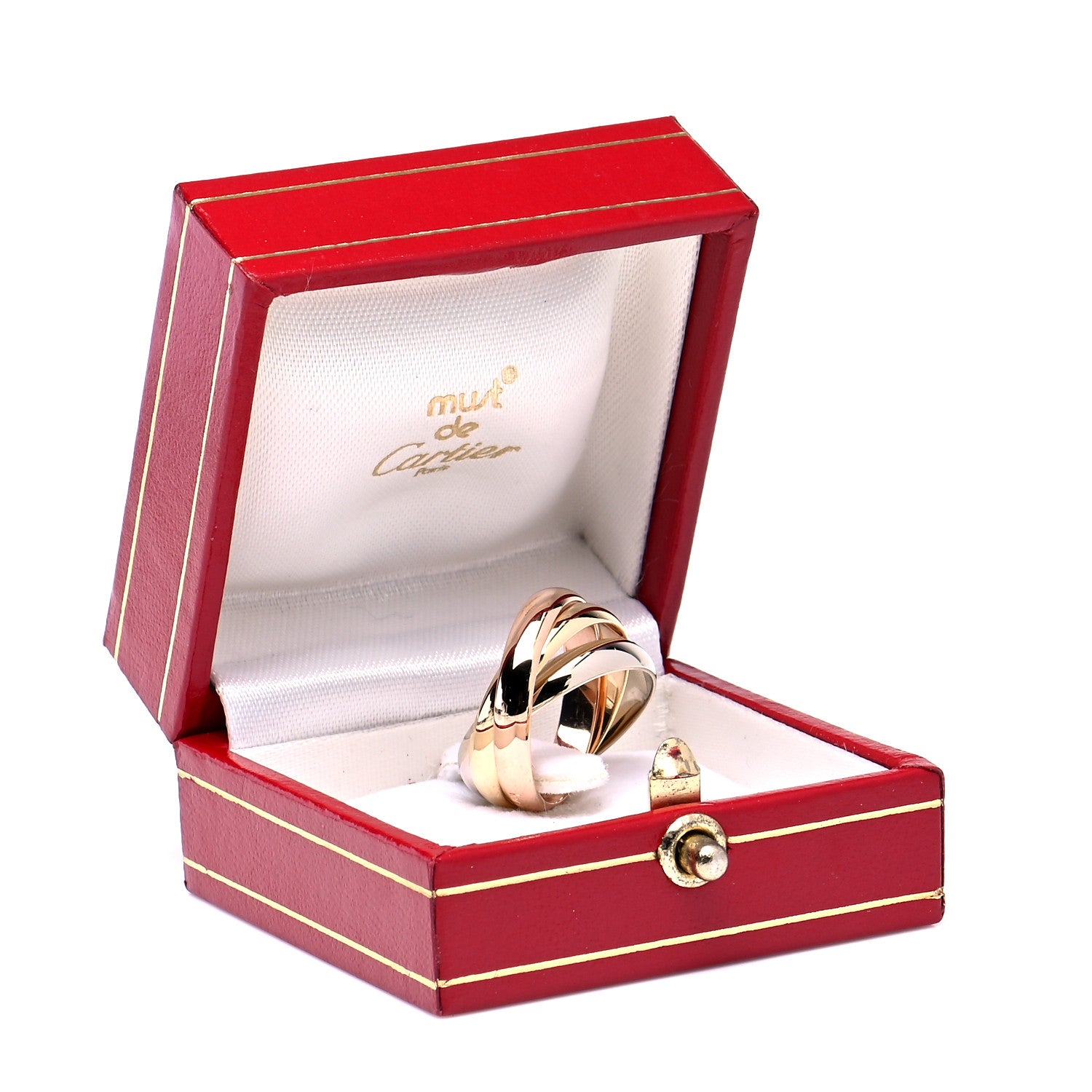 Cartier 18K Pink Yellow White Gold Classic Les Must De Cartier Trinity Ring 52 6 5 of 5