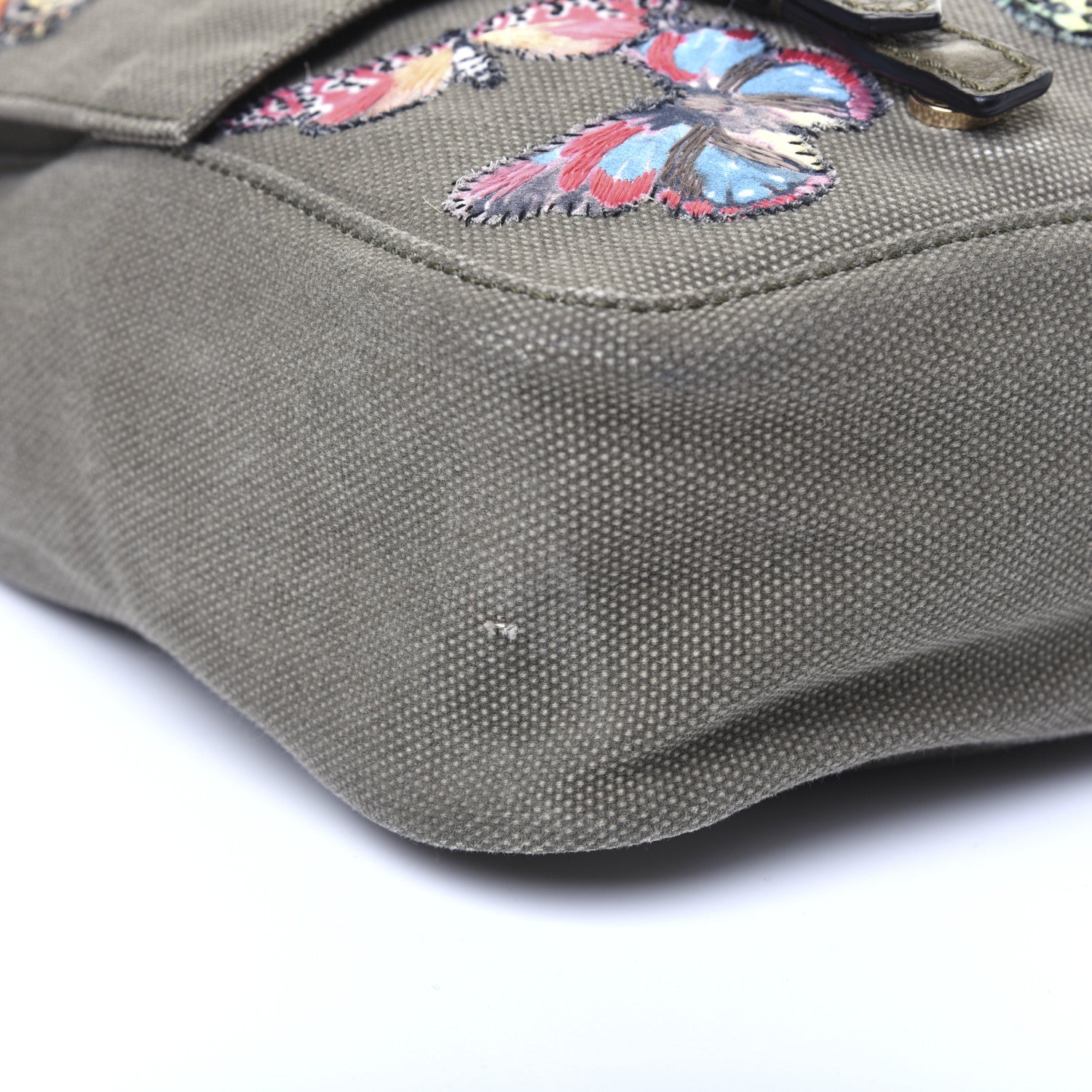 Valentino Garavani Canvas Butterfly Embroidered Rockstud Messenger Bag Military Green 6 of 25