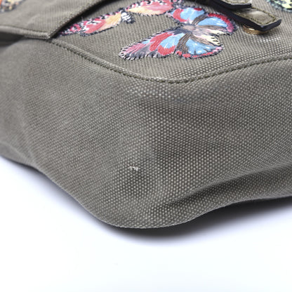 Valentino Garavani Canvas Butterfly Embroidered Rockstud Messenger Bag Military Green 6 of 25