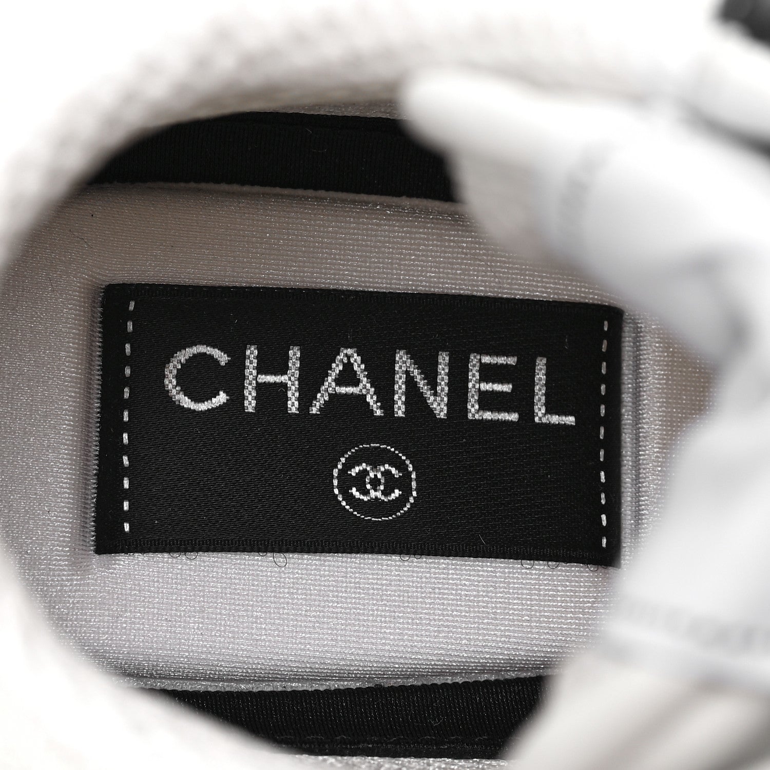 Chanel Suede Fabric Grained Calfskin Womens CC High Top Sneakers 35 White Navy 7 of 8
