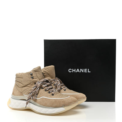 Chanel Fabric Suede Womens CC Sneakers 40 Beige 9 of 9