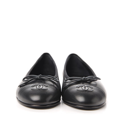 Chanel Lambskin Cap Toe Ballerina Flats 38 Black 2 of 8