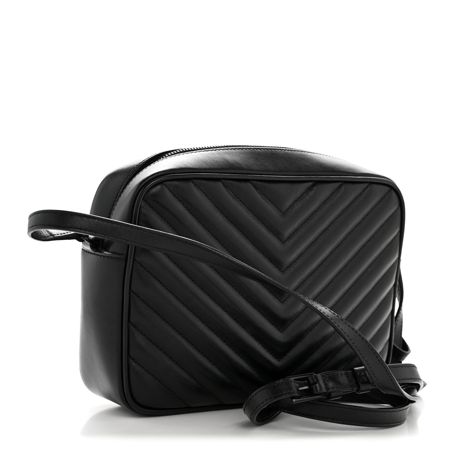 Saint Laurent Calfskin Matelasse Monogram Monochrome Lou Camera Bag Black 3 of 11