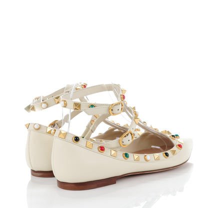 Valentino Garavani Nappa Rockstud Rolling Cage Ballerina Flats 35 Light Ivory 4 of 8