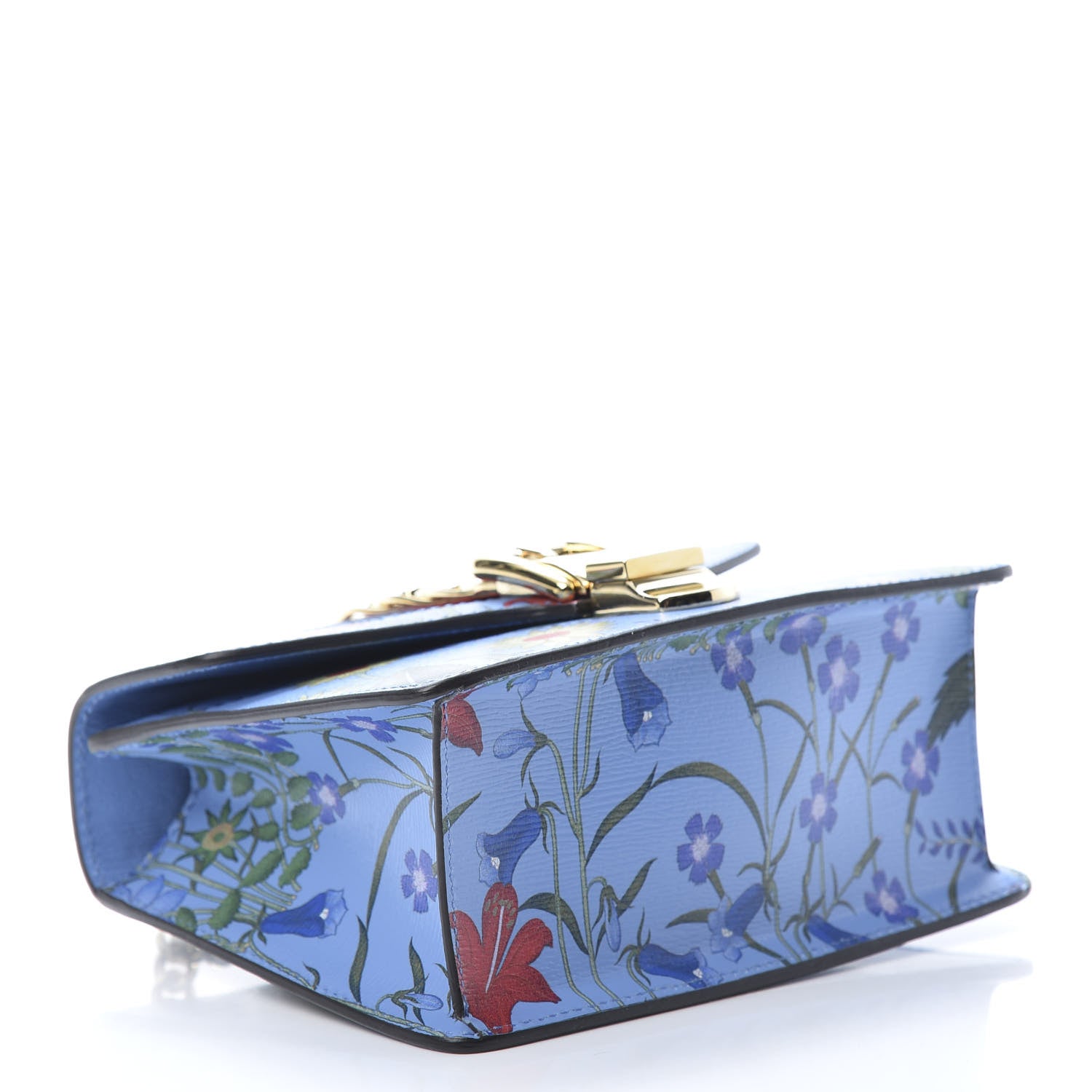 Gucci Shangai Calfskin Web New Flora Mini Sylvie Chain Shoulder Bag Azure 4 of 10