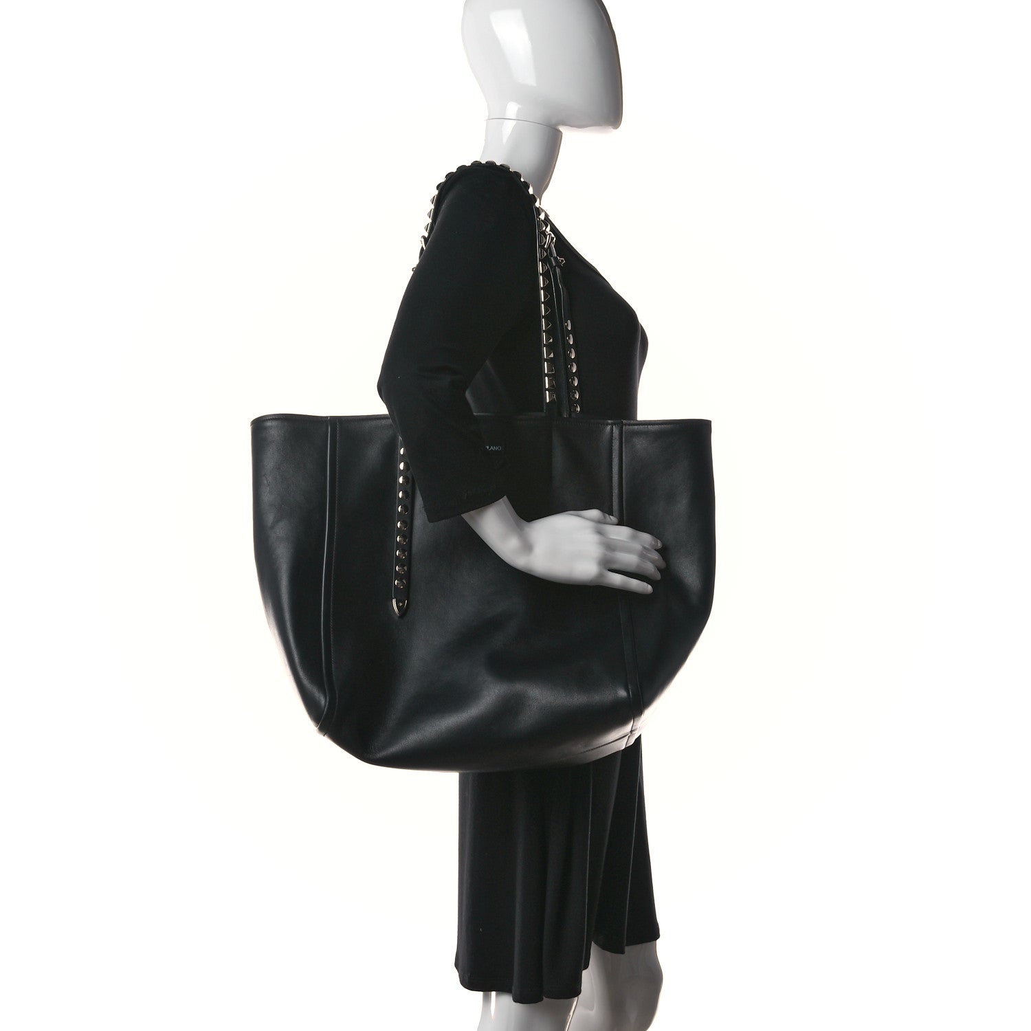 Prada Grace Lux Studded Large Concept Shopper Tote Black 2 of 20