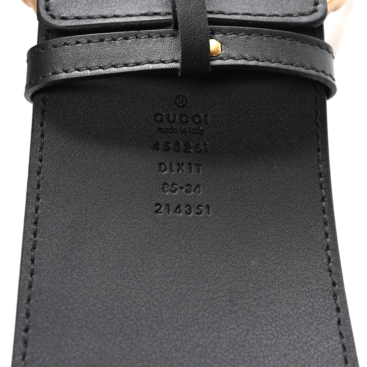 Moon Calfskin Pearl Double G 70mm Belt 85 34 Black Cream