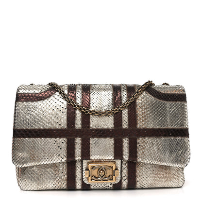 Chanel Metallic Snakeskin Jumbo Single Flap Light Gold Bronze 1 of 10