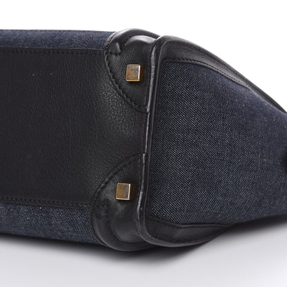 Celine Smooth Calfskin Denim Micro Luggage Navy Black 9 of 17