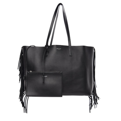 Saint Laurent Calfskin Large Fringe Shopping Tote Black 3 of 10