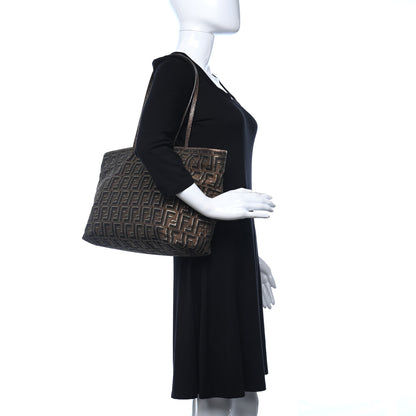 Fendi Zucca Vitello Medium Roll Tote Tobacco Oro Moro 2 of 12