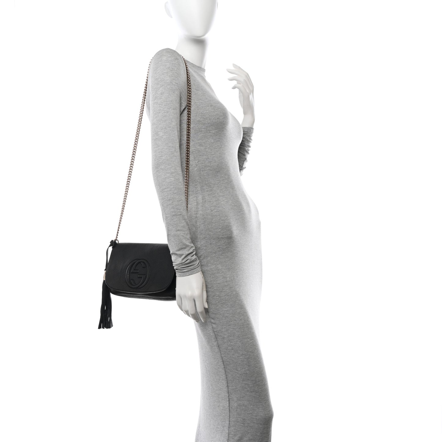 Pebbled Calfskin Medium Soho Flap Crossbody Black
