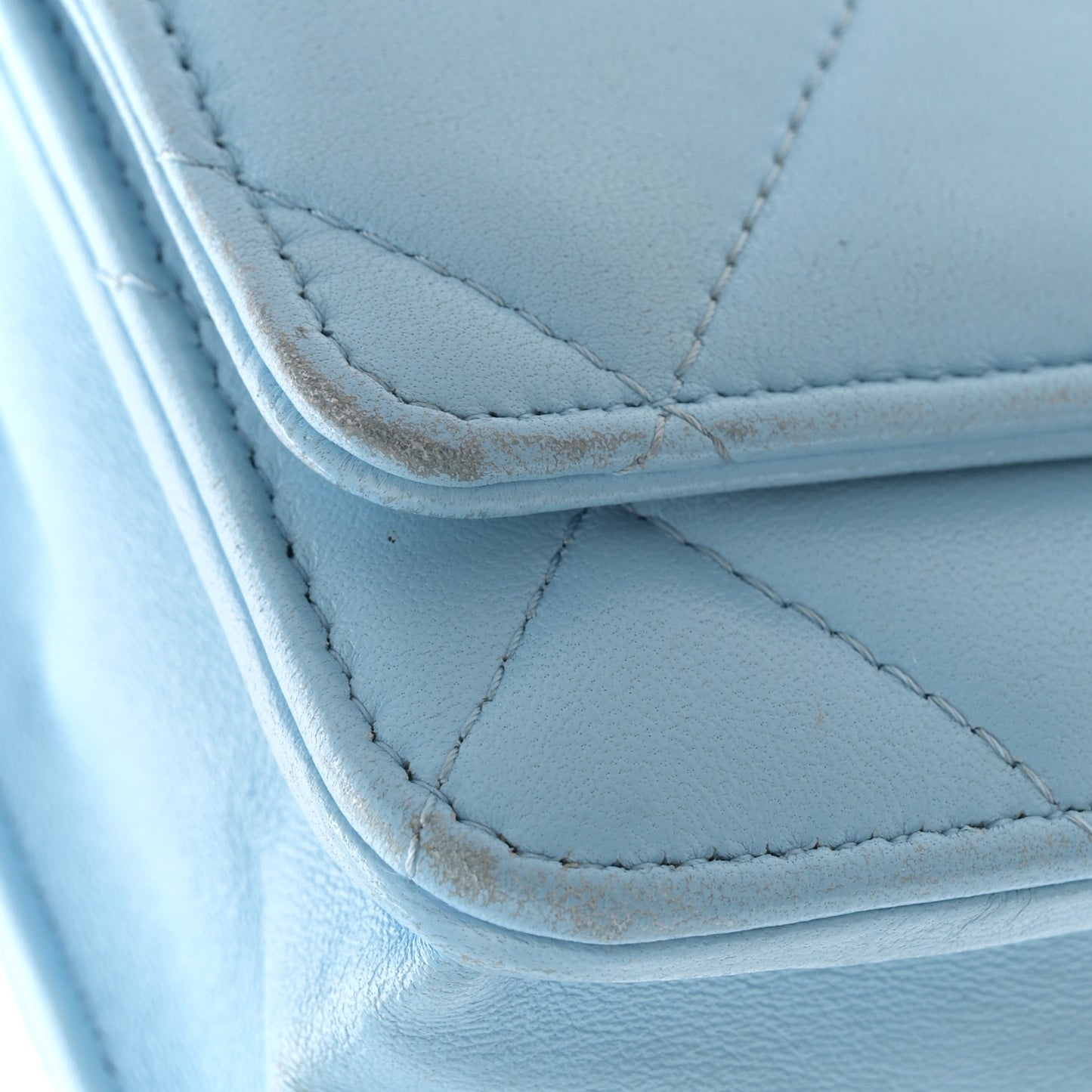 Lambskin Quilted Chanel 19 Wallet On Chain WOC Light Blue