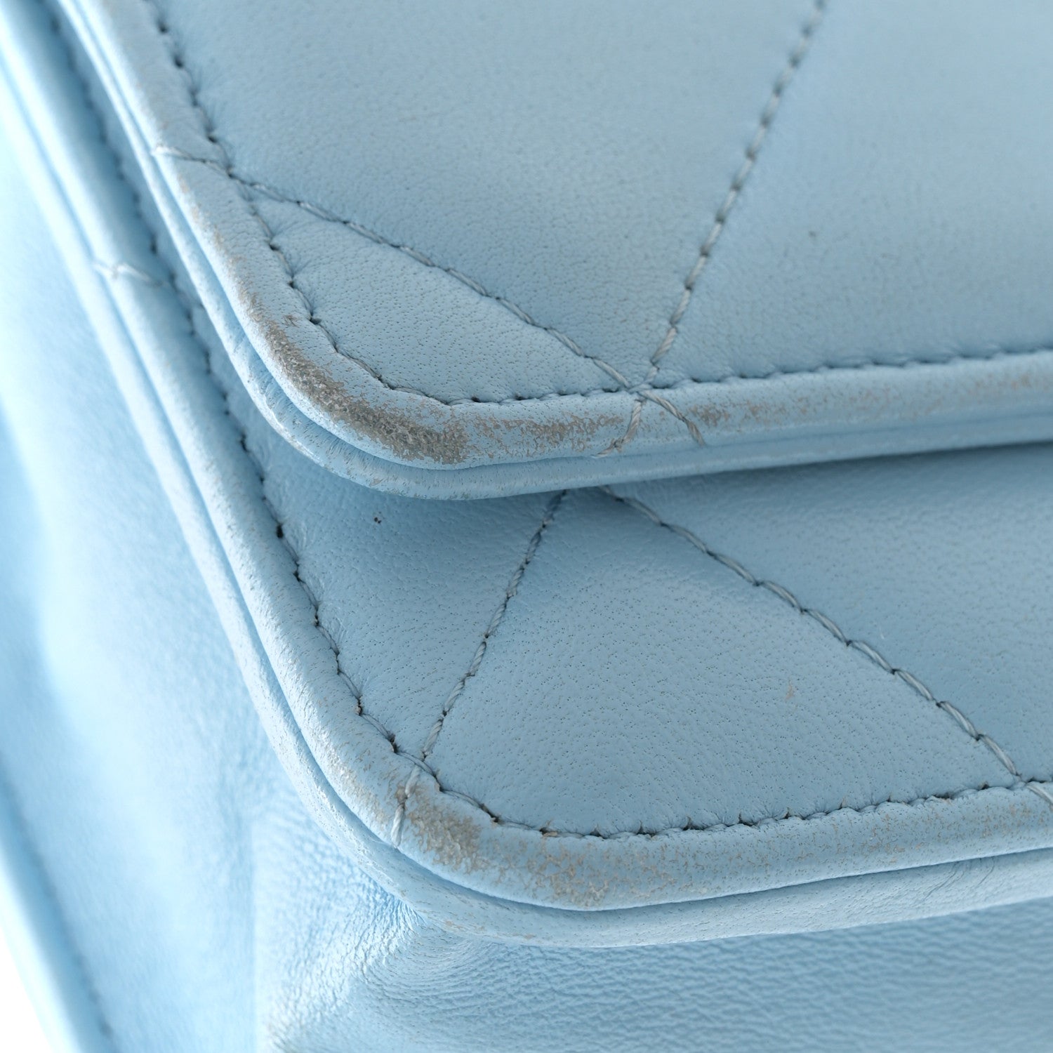 Chanel Lambskin Quilted Chanel 19 Wallet On Chain WOC Light Blue 13 of 14