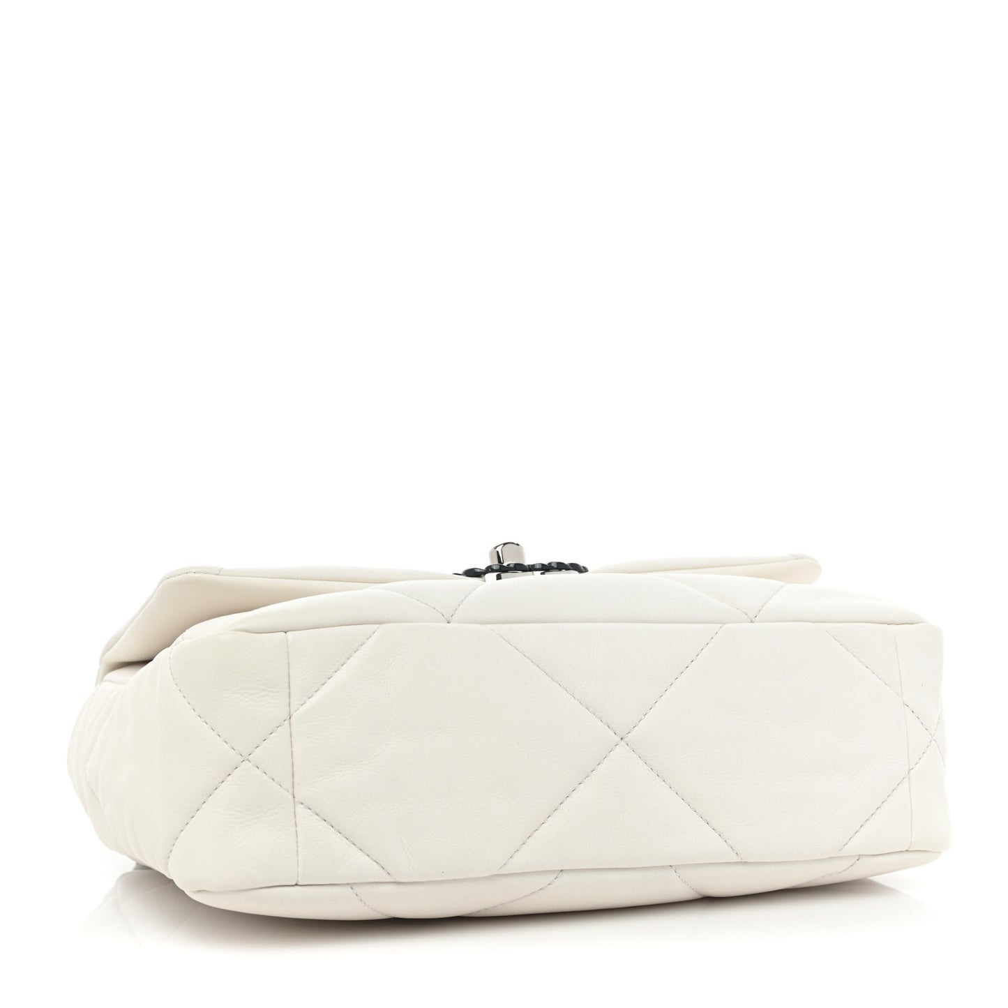 Glossy Calfskin Quilted Medium Chanel 19 Flap White Black