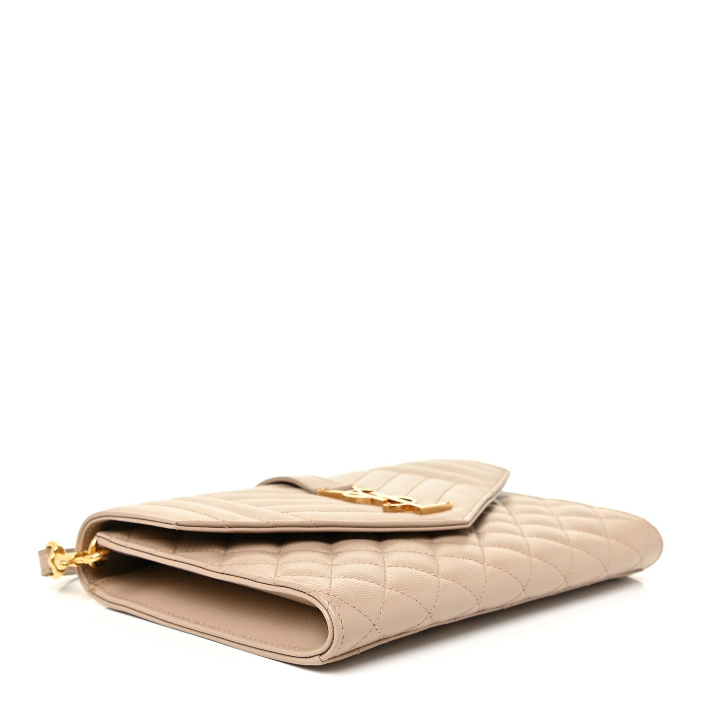 Grain De Poudre Textured Mixed Matelasse Triquilt Monogram Clutch Dark Beige