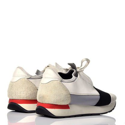 Balenciaga Mesh Calfskin Neoprene Suede Womens Race Runner Sneakers 40 White Black Gris 4 of 8