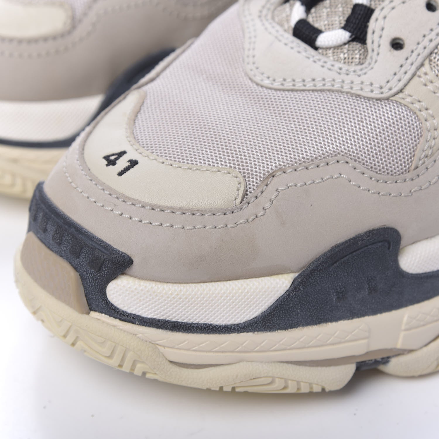 Balenciaga Fabric Mesh Womens Triple S Sneakers 41 Beige Black 4 of 11