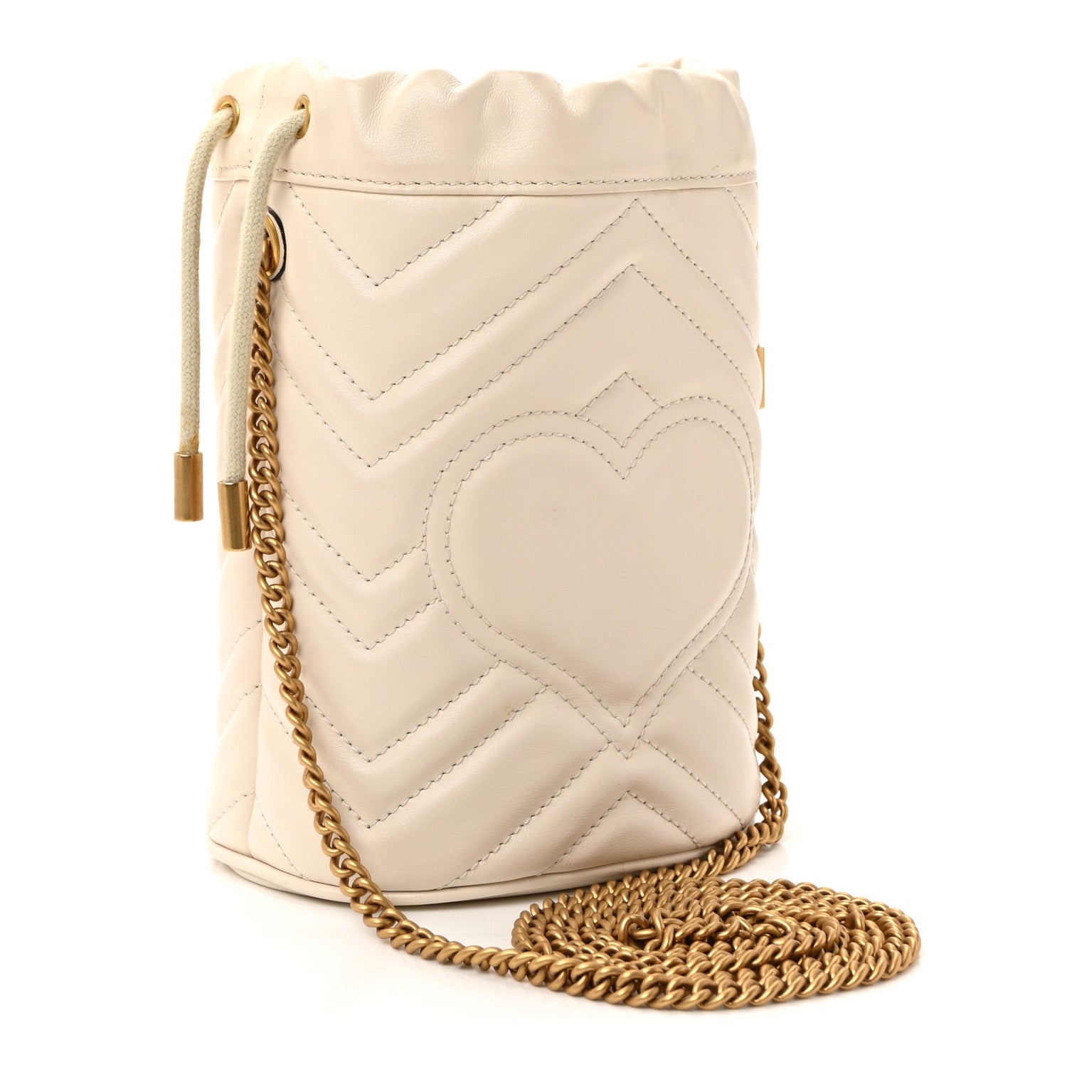 Gucci Calfskin Matelasse Mini GG Marmont 2.0 Bucket Bag White 3 of 9