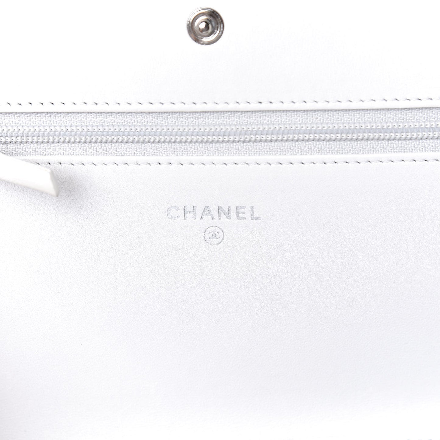 Metallic Galuchat Stingray Lambskin Boy Wallet On Chain WOC Silver