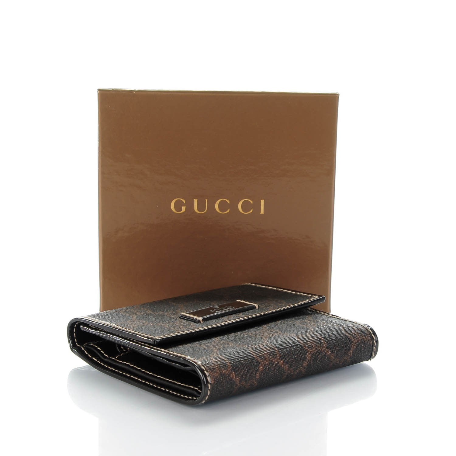 Gucci GG Plus Monogram Joy French Flap Wallet Dark Brown 4 of 7