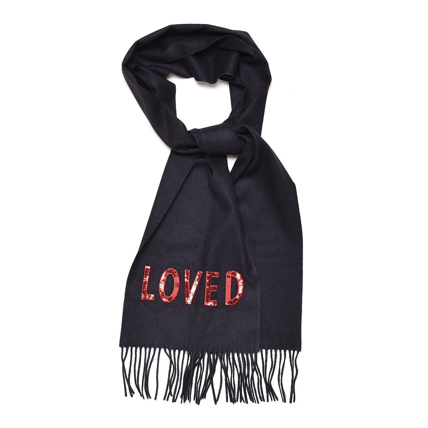 Silk Cashmere Sequins Lovesh Scarf Midnight Blue