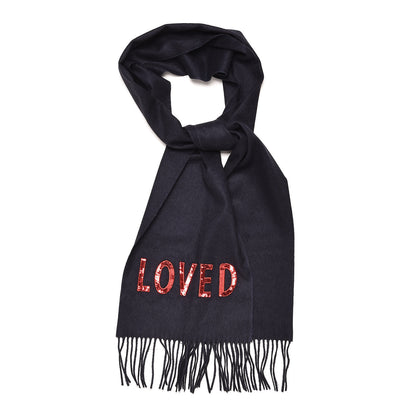 Gucci Silk Cashmere Sequins Lovesh Scarf Midnight Blue 1 of 6
