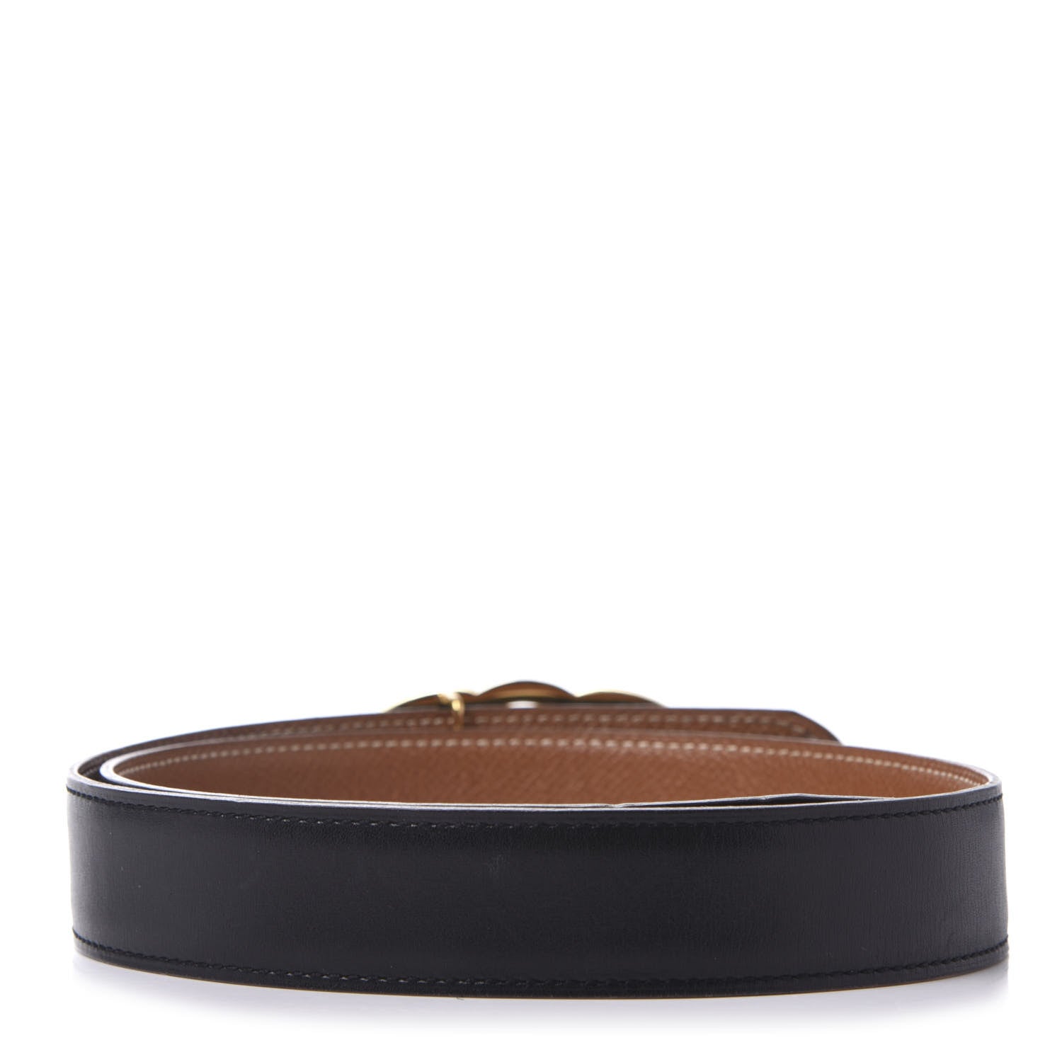 Hermes Box Courchevel 32mm Horsebit Belt 72 Black Gold 2 of 5