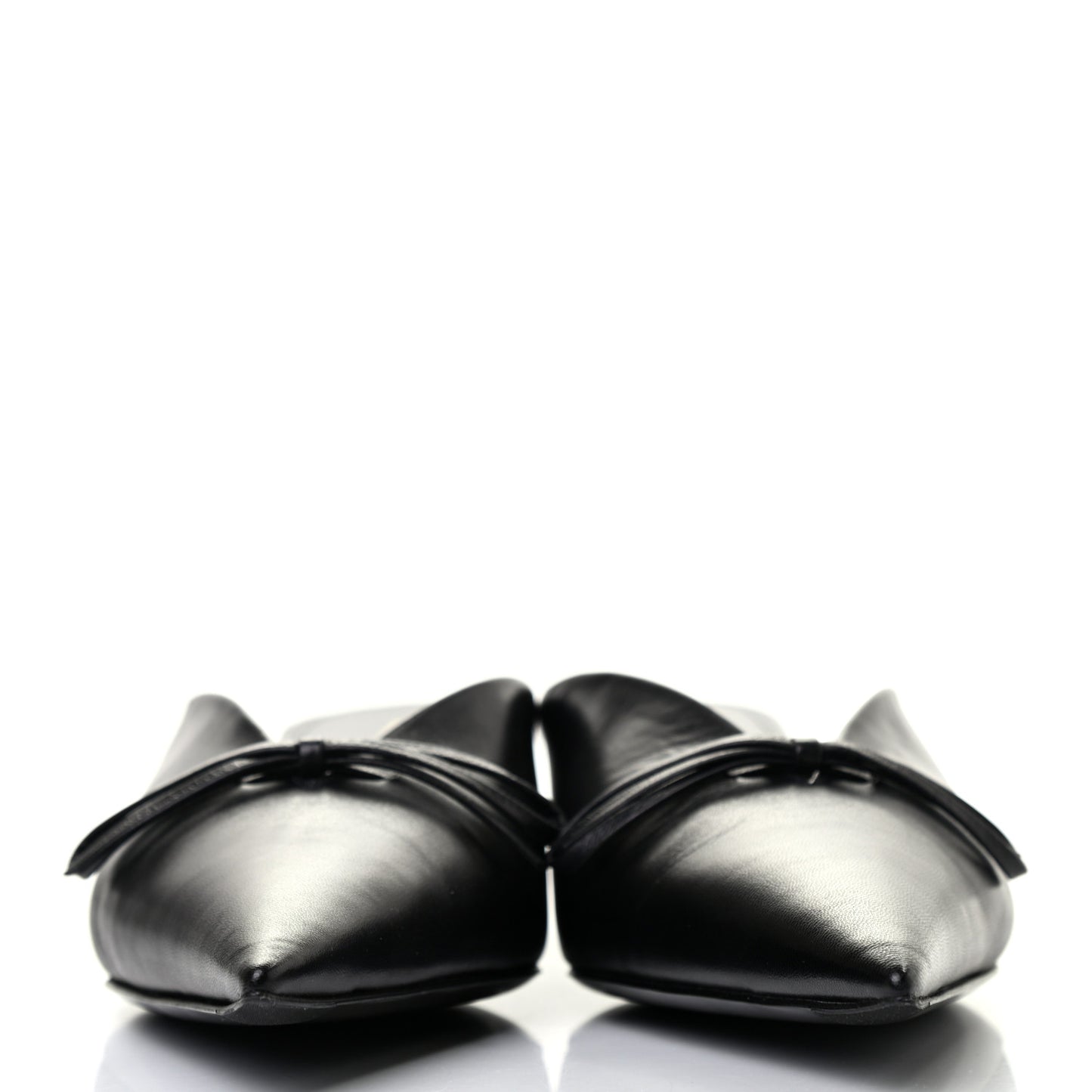 Goatskin Pointed Toe Knife Mules 38 Black