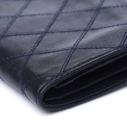 Chanel Lambskin Diamond Stitched Compact French Wallet Navy 12 of 18