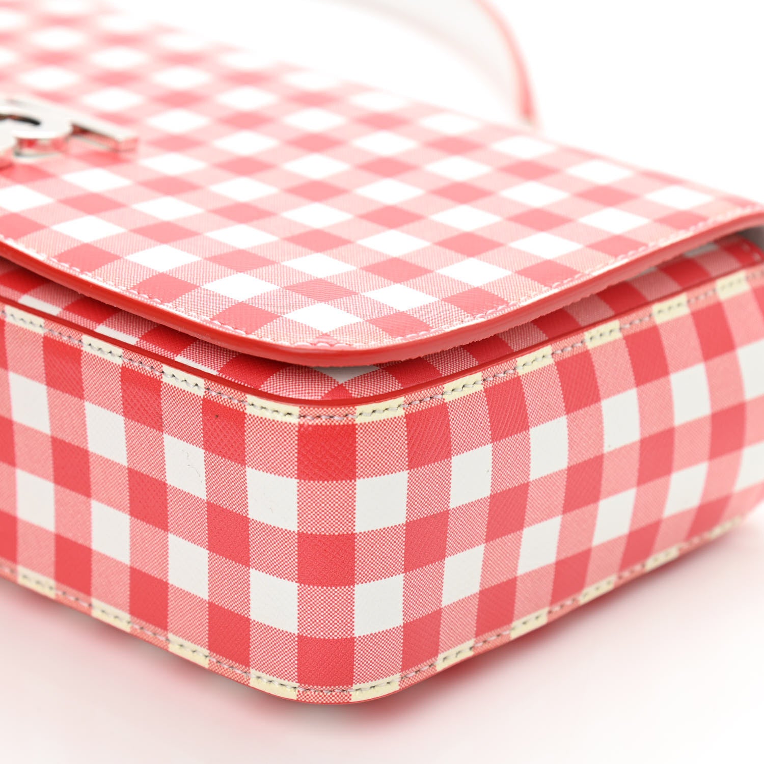 Burberry Calfskin Gingham Print Lola Bag Red White 9 of 9