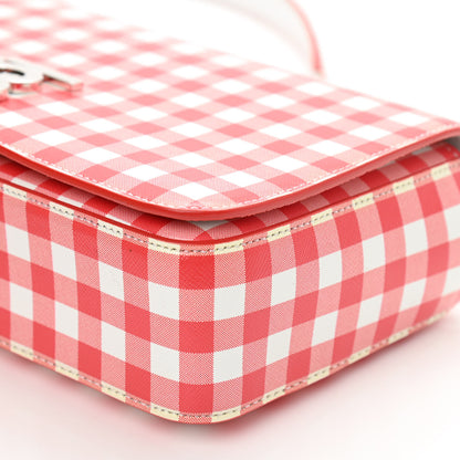 Burberry Calfskin Gingham Print Lola Bag Red White 9 of 9