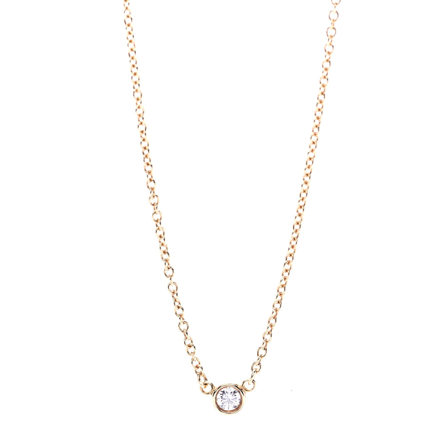 Tiffany 18K Yellow Gold Diamond .03ct Elsa Peretti Diamonds by the Yard Pendant Necklace 1 of 6