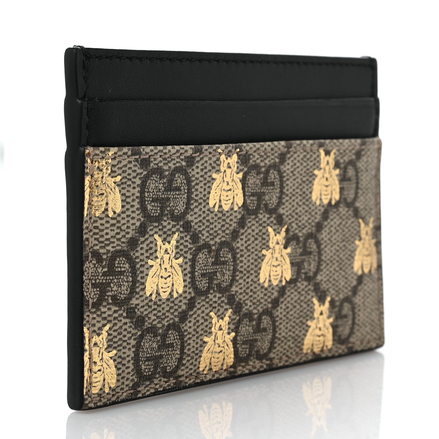 GG Supreme Monogram Bees Card Holder Black