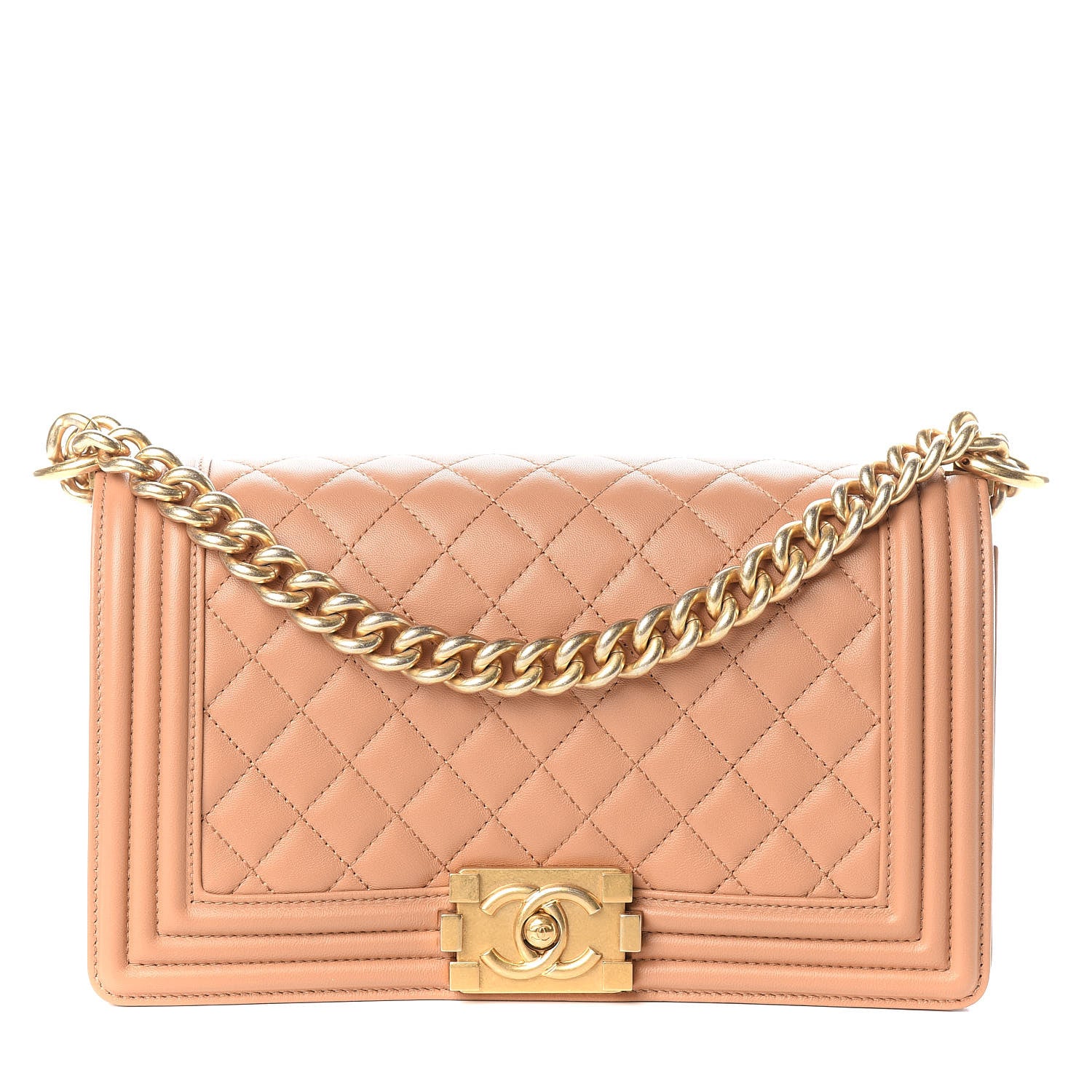 Chanel Lambskin Quilted Medium Boy Flap Beige 1 of 10